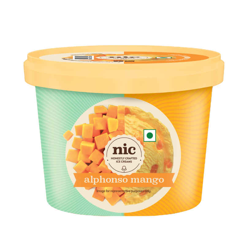 NIC Alphonso Mango Ice Cream Tub | Preservative Free | No Artificial Flavors